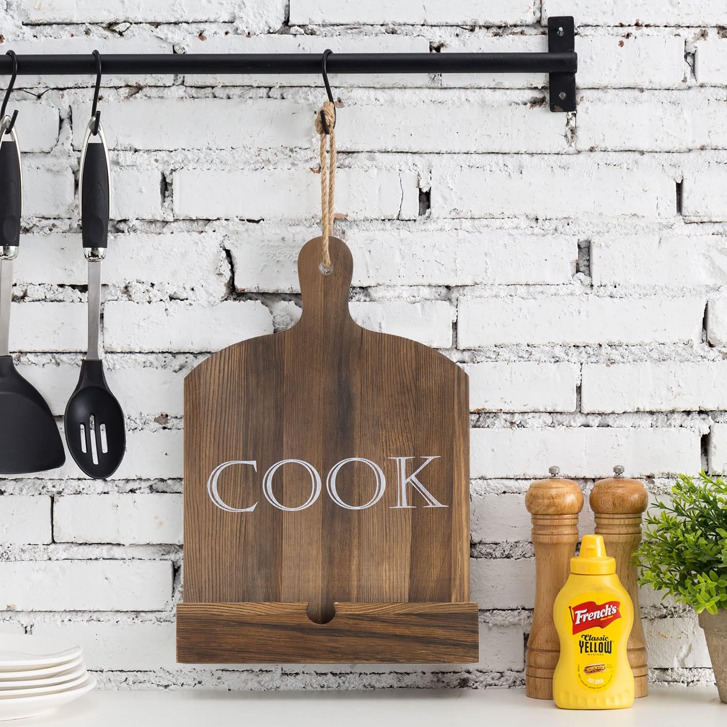 MyGift Brown Wood Cookbook Holder Stand