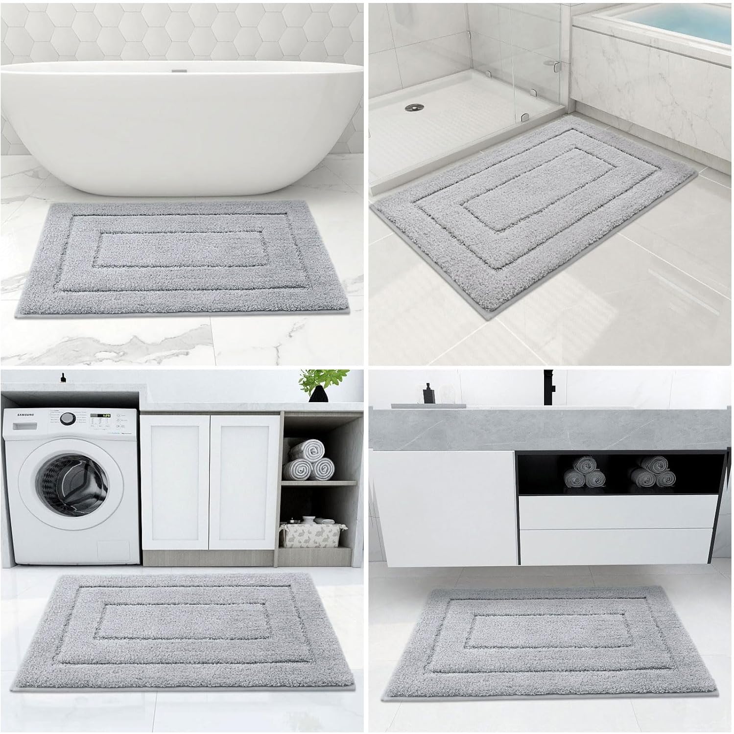Buganda 30x20 Bath Rug Plush Microfiber Non-Slip Absorbent Machine Washable