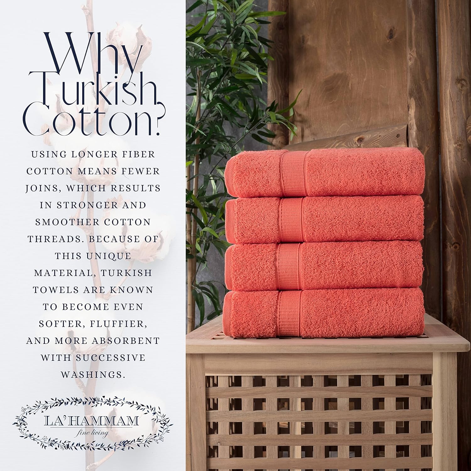 4-Piece Coral-Themed Bath Towels Set