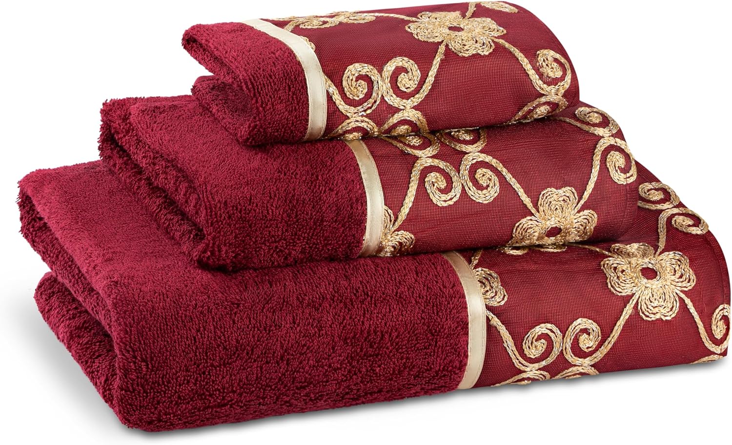 Elegant Rose Bathroom Towel Set - 3-Piece Bath Hand Wash Towels