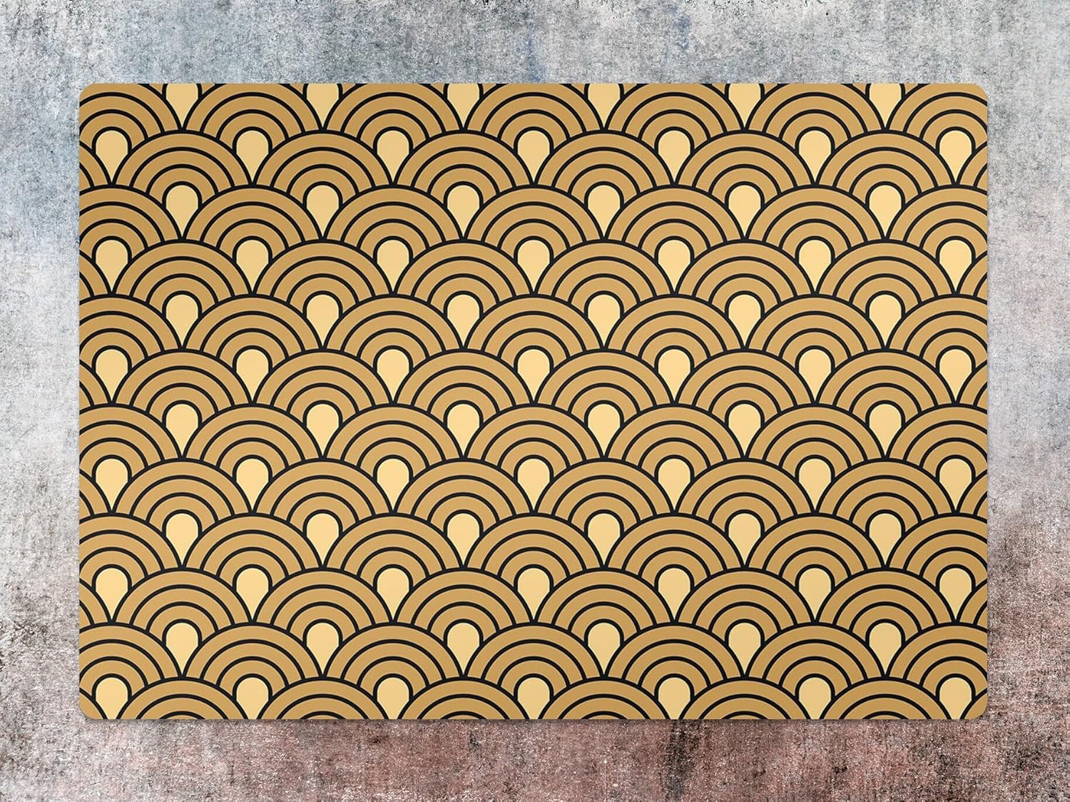 Art Deco Beige Abstract Bath Mat