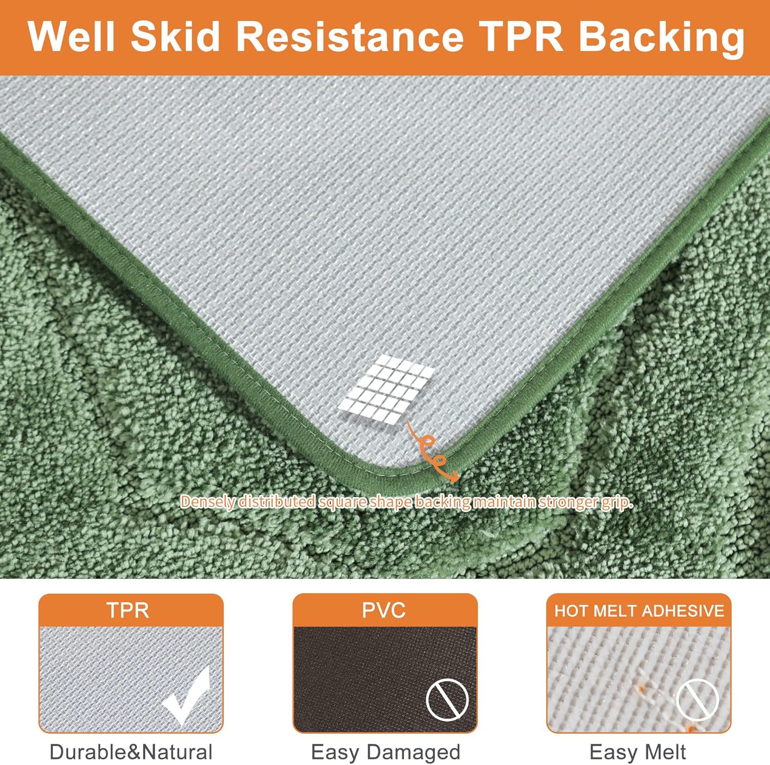Premium Soft Bath Mat Non-Slip Quick Dry Green