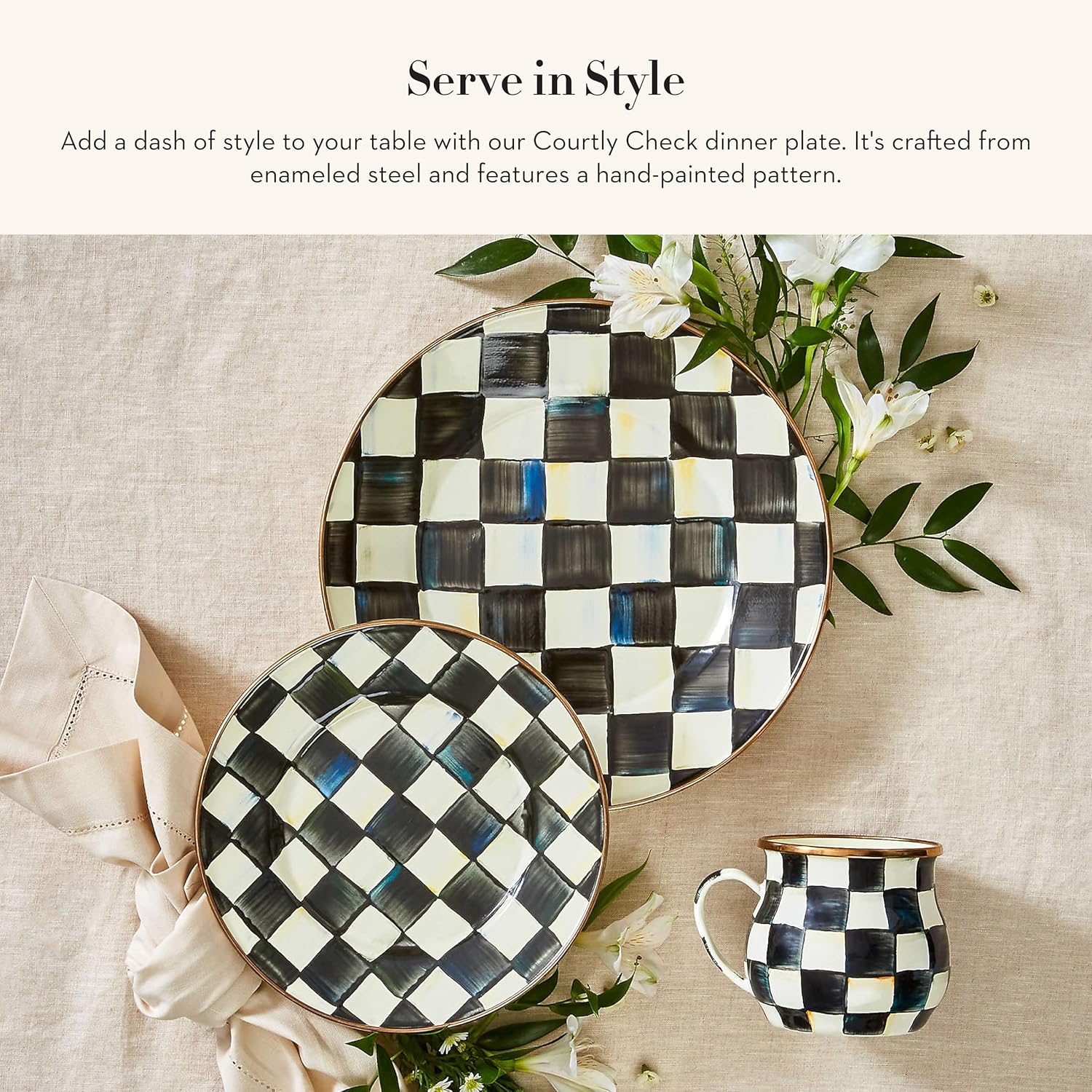 Elegant Enamel Dinner Plate Set of 1
