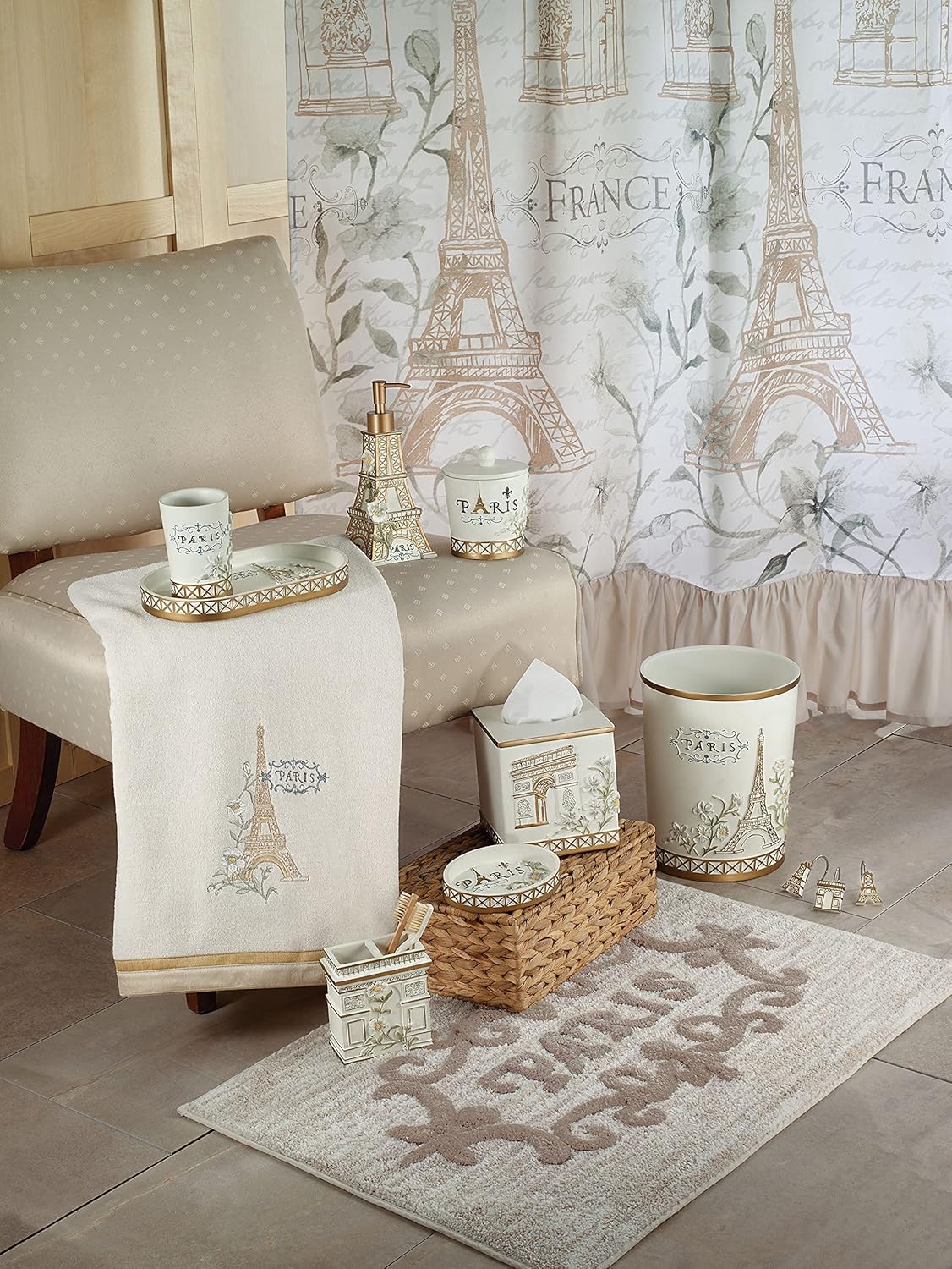 Avanti Linens Bath Towel - Soft Absorbent Cotton Paris Botanique Collection Ivory