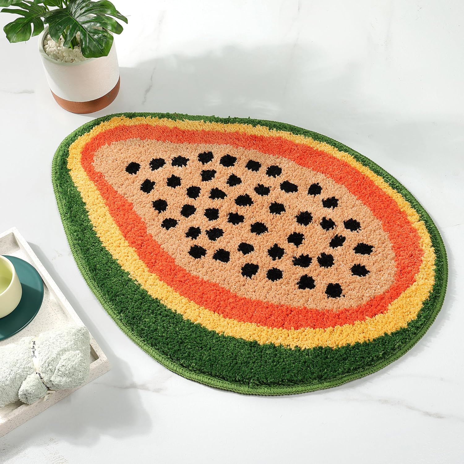 Adorable Papaya-Shaped Bath Mat for Bathroom Kitchen Use