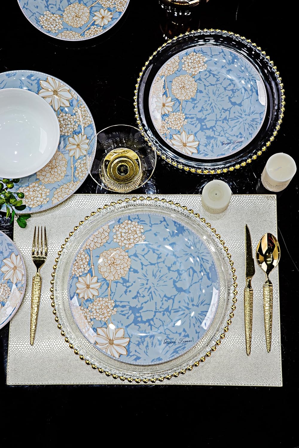 Prosperity Design 12-Piece Bone China Dinnerware Set