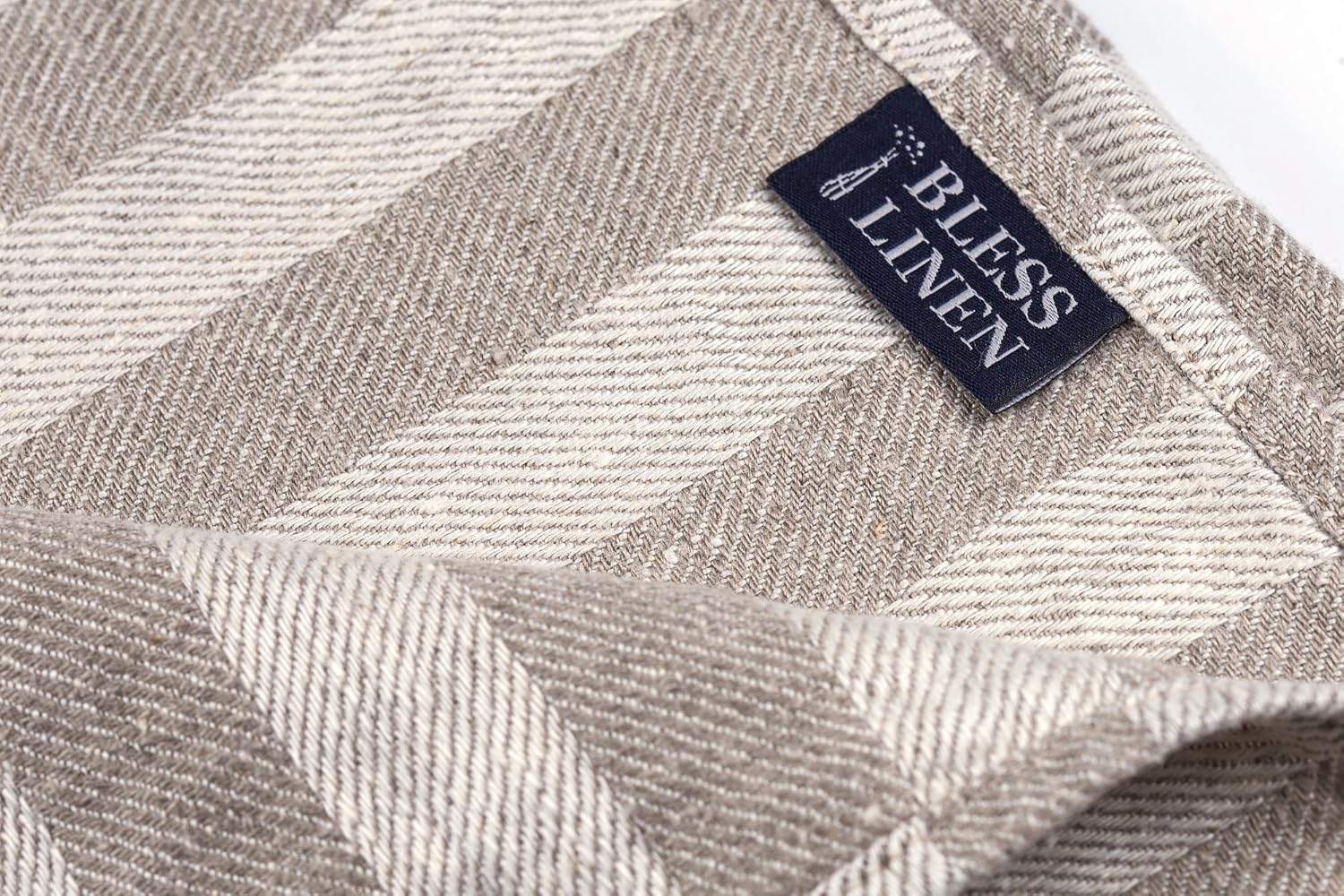 BLESS LINEN Jacquard Striped Linen Hand Towel Set of 2