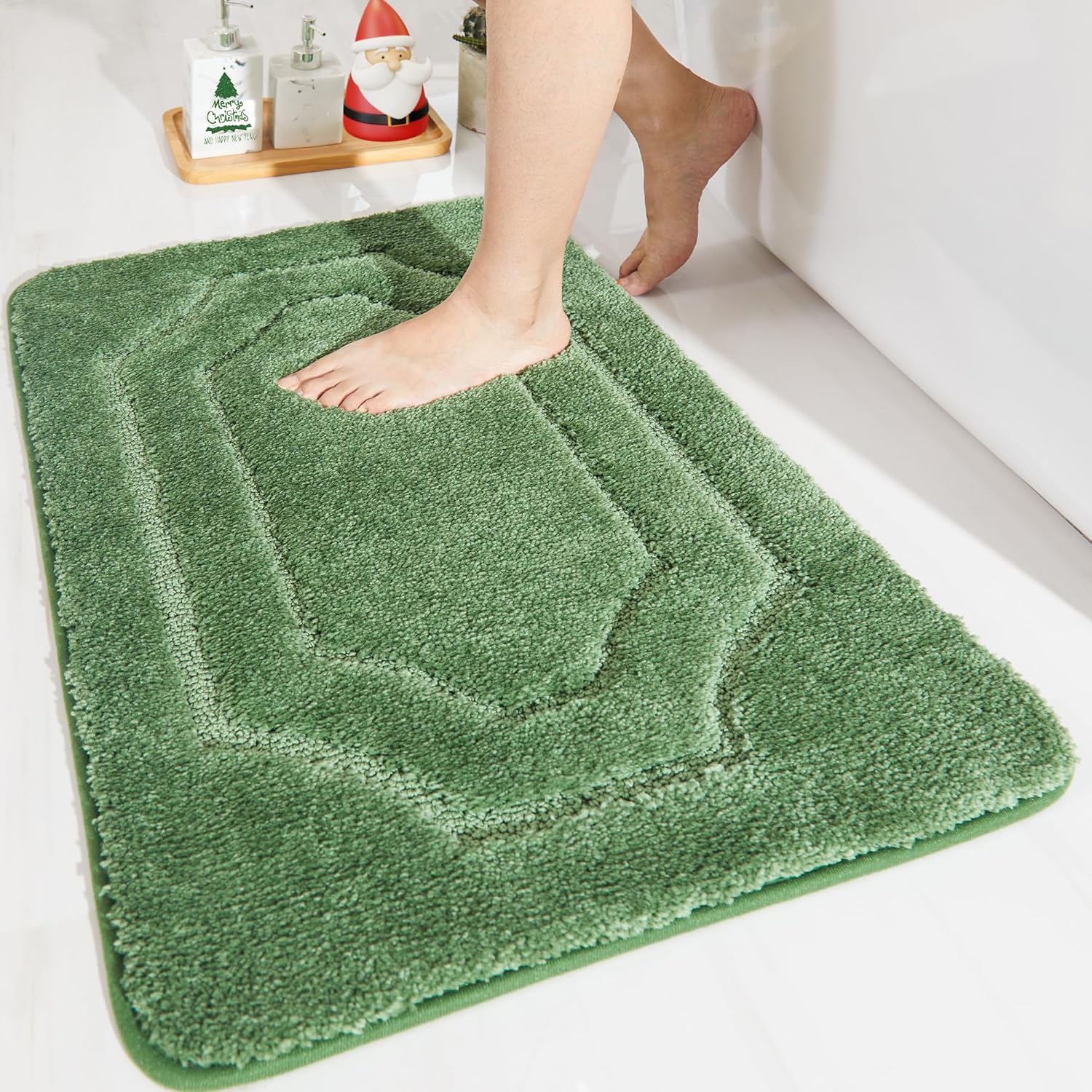 Premium Soft Bath Mat Non-Slip Quick Dry Green