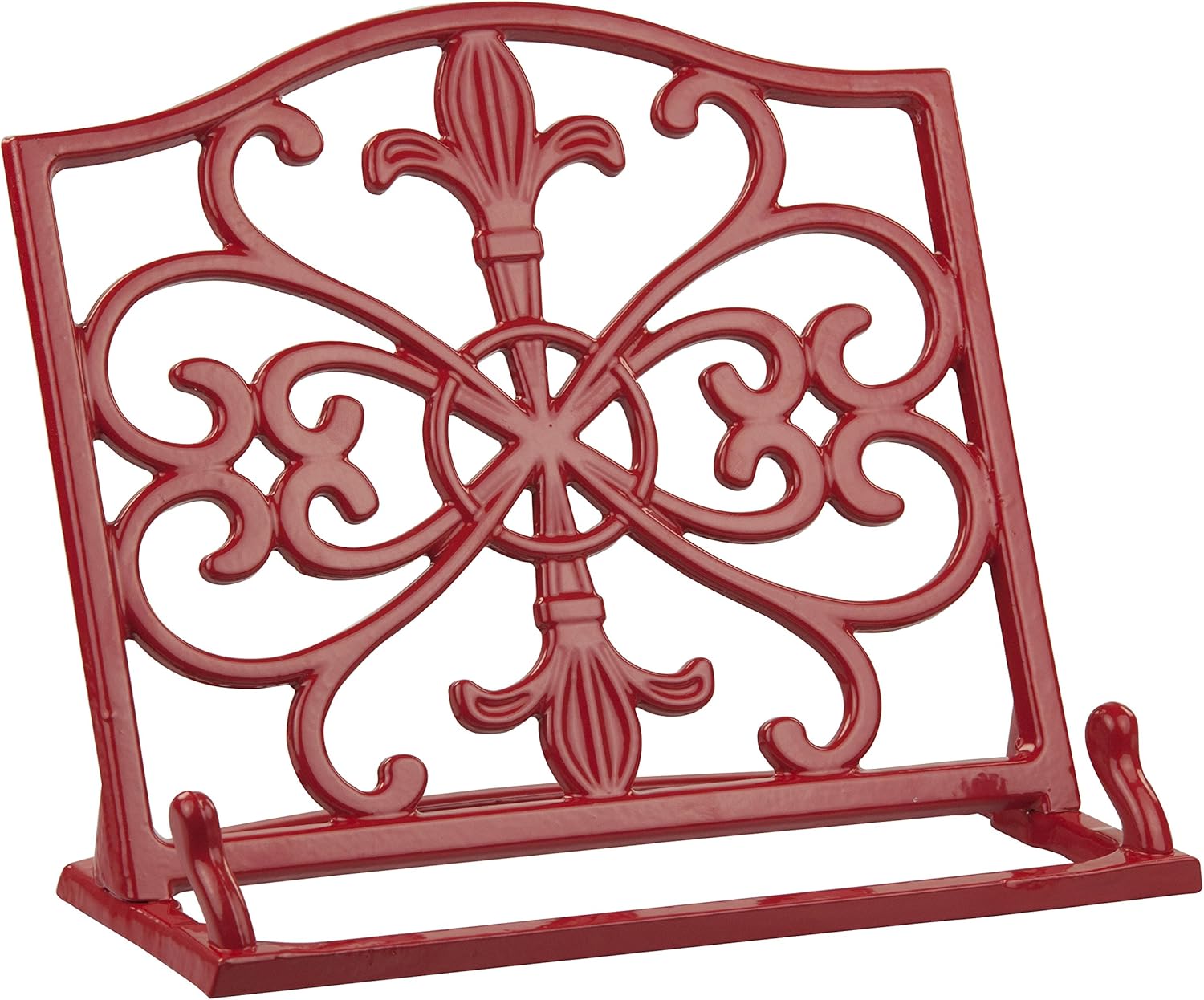 Home Basics Cast Iron Fleur De Lis Cookbook Stand - Red 1