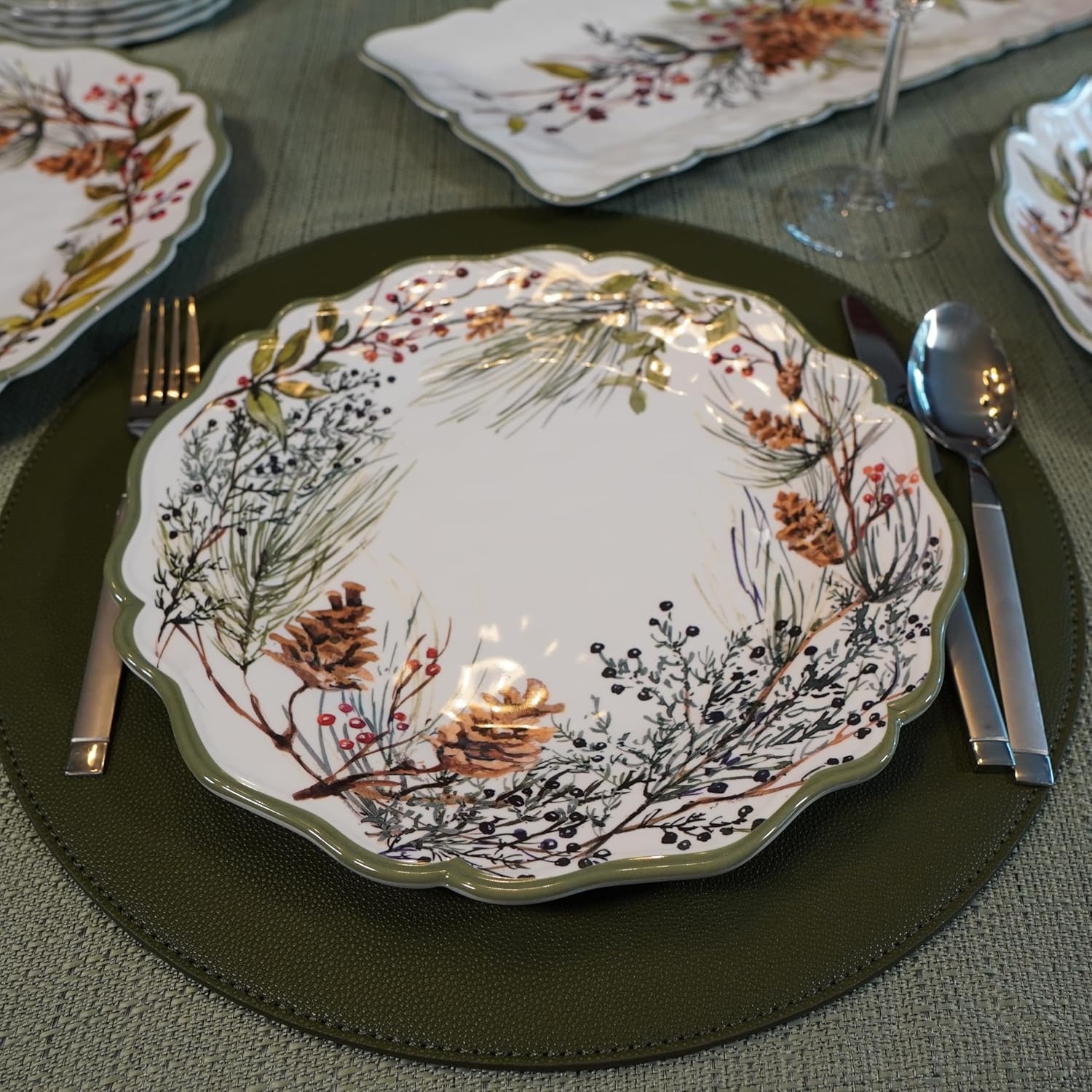 Certified International Winters Forest 11 Melamine Dinner Plates Set of 4