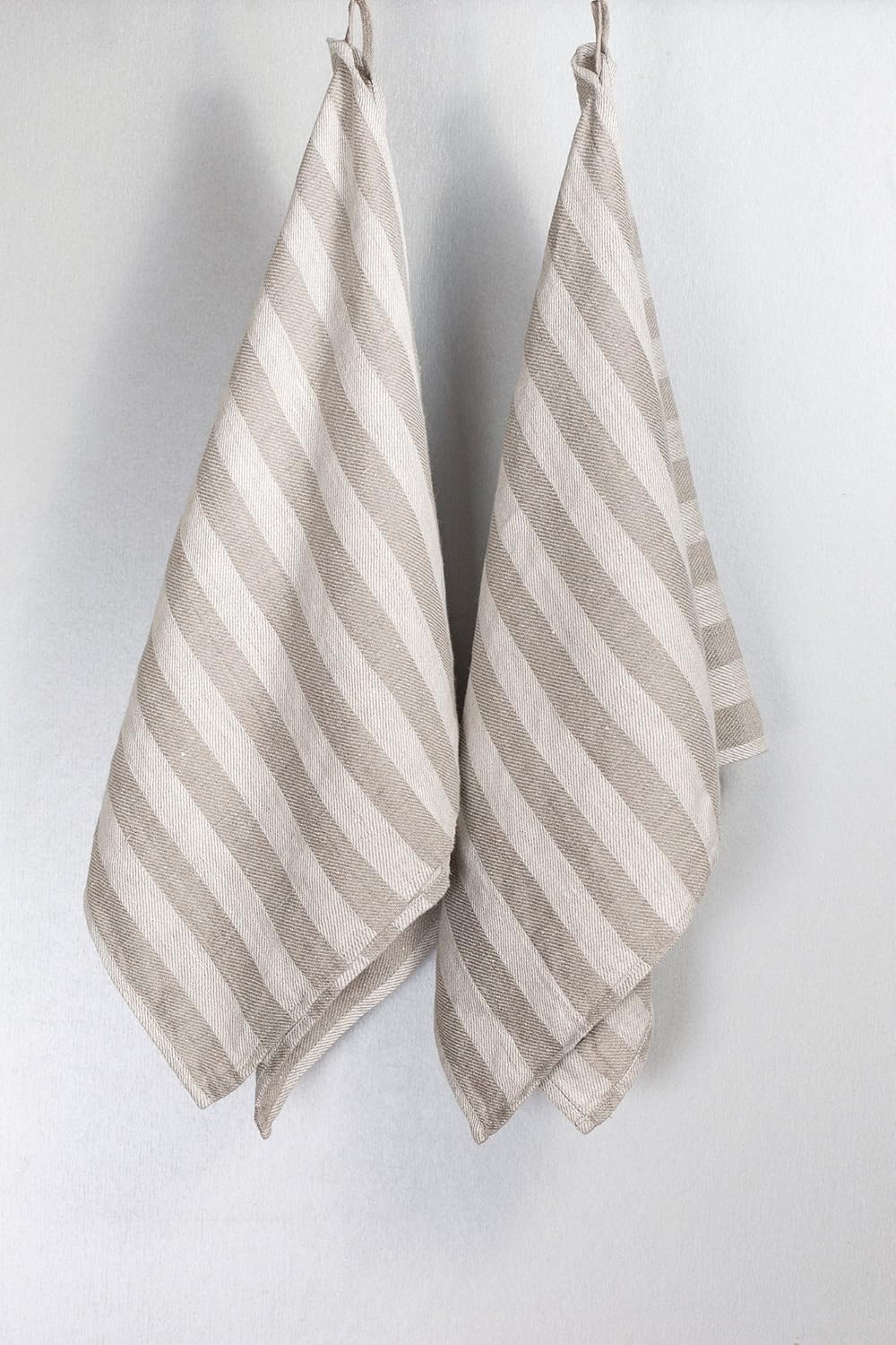 BLESS LINEN Jacquard Striped Linen Hand Towel Set of 2