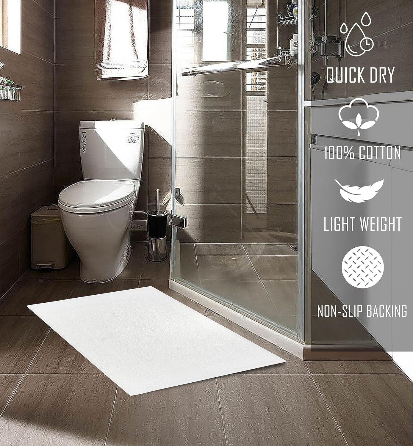 12-Pack 18x25 White Cotton Bath Mat Towels