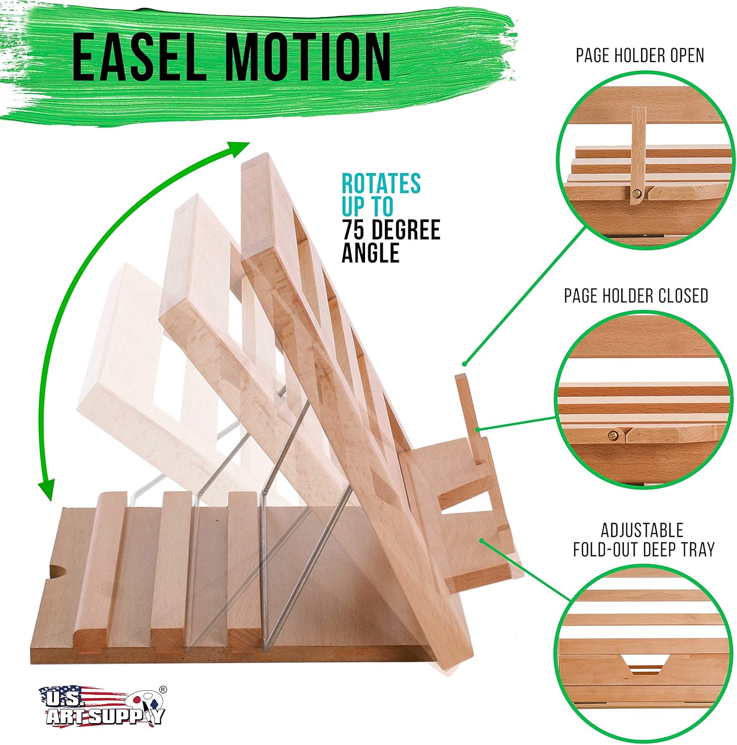 US Art Supply Hampton Large Wooden Easel Stand