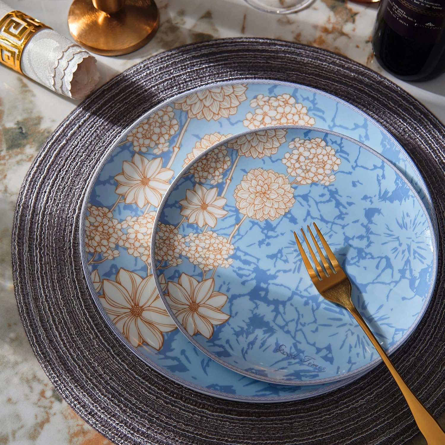 Prosperity Design 12-Piece Bone China Dinnerware Set