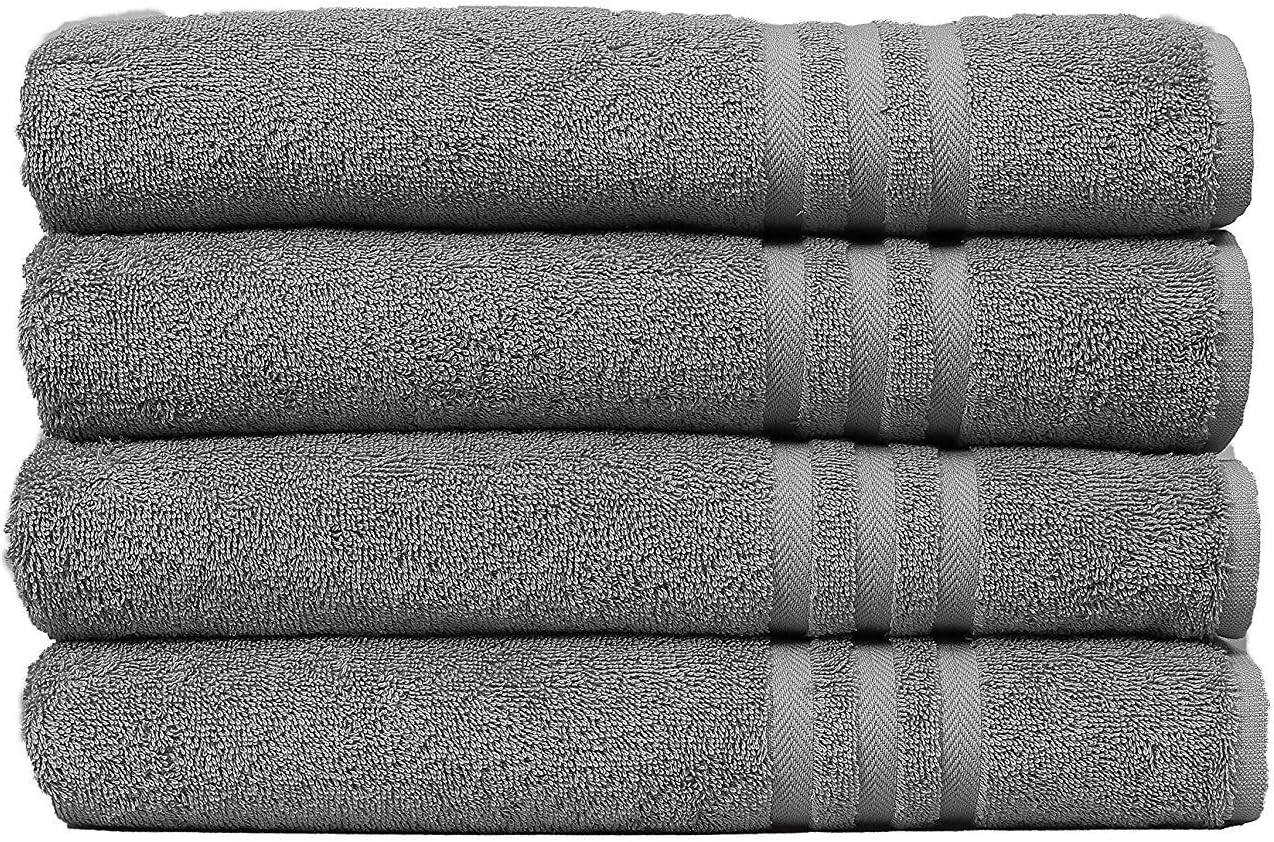 100 Cotton Bath Towels Set of 4 27x54 Inch