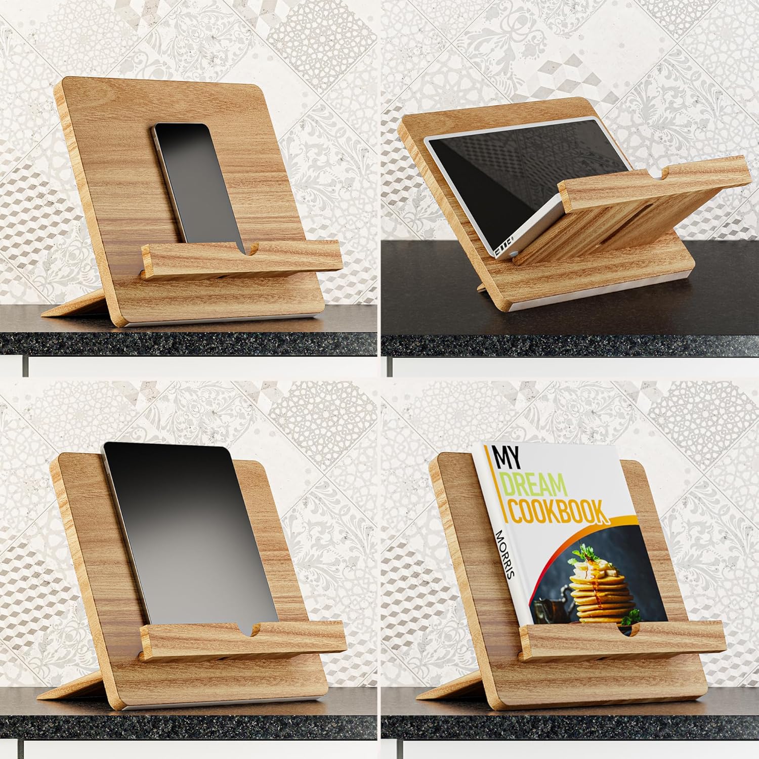 Acacia KitchenBook Stand - exquisite design for easy cooking