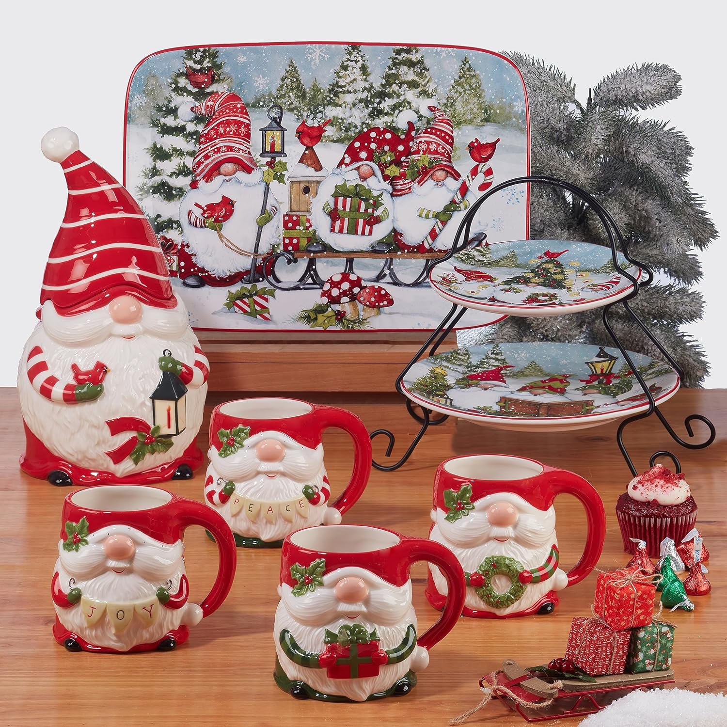 Glowing Christmas Gnomes Dinner Plate Set