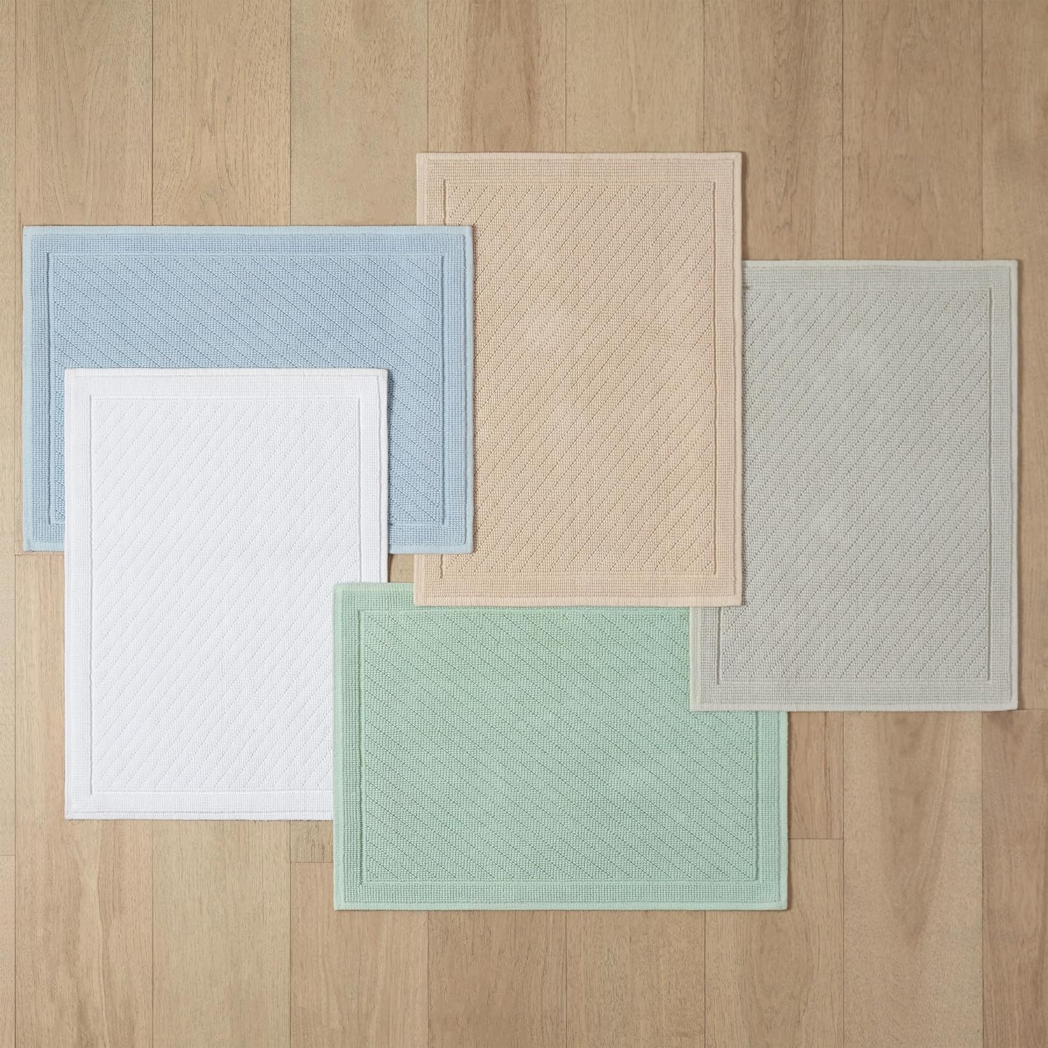 Arkwright 100 Cotton Bath Rug Textured Design Slip-Resistant Beige