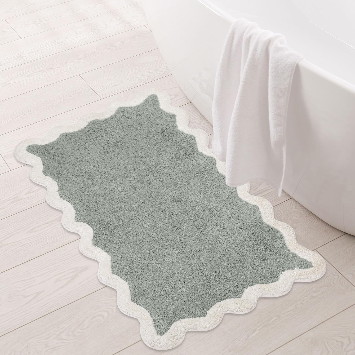 Ergonomic Design Sage Green Bathroom Rug 20x32