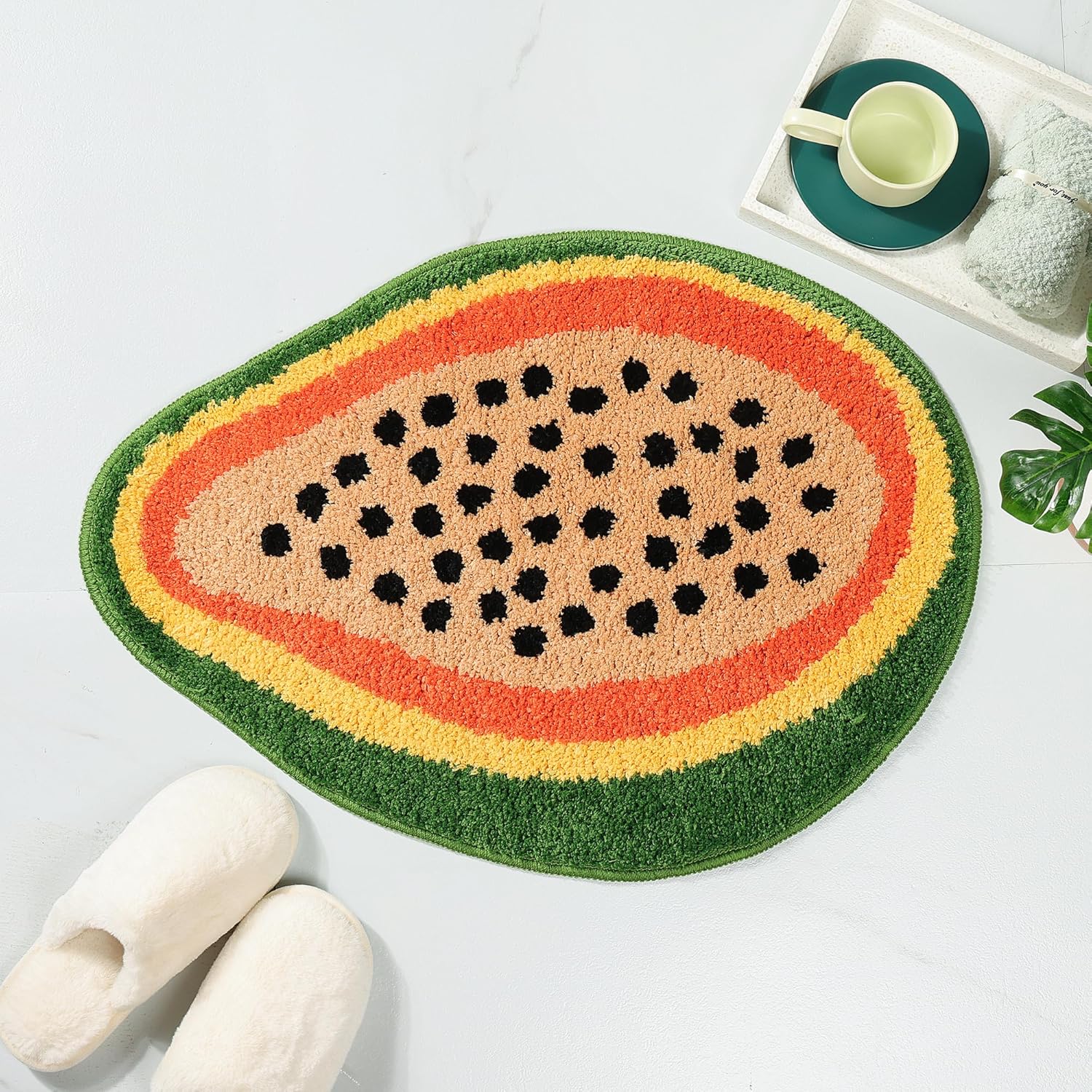 Adorable Papaya-Shaped Bath Mat for Bathroom Kitchen Use