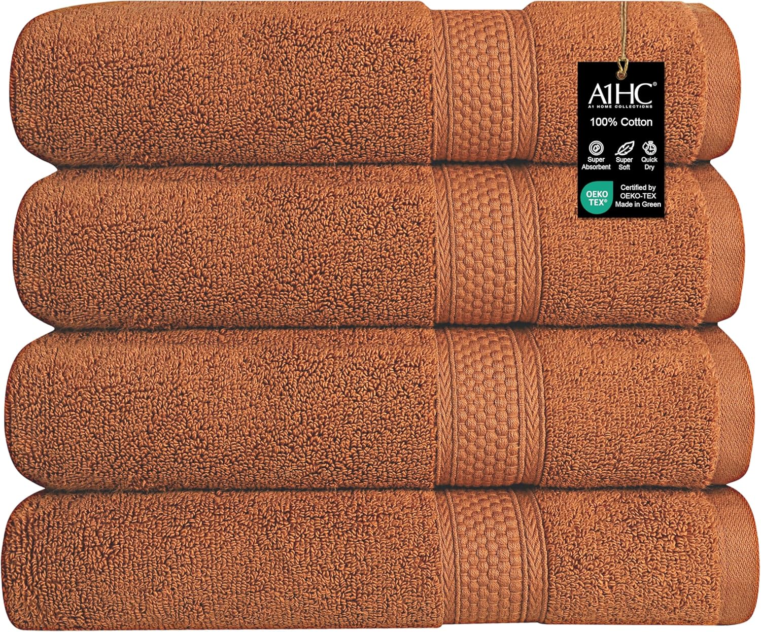 A1 Home Collections Burnt Caramel Bath Towels Pack of 4