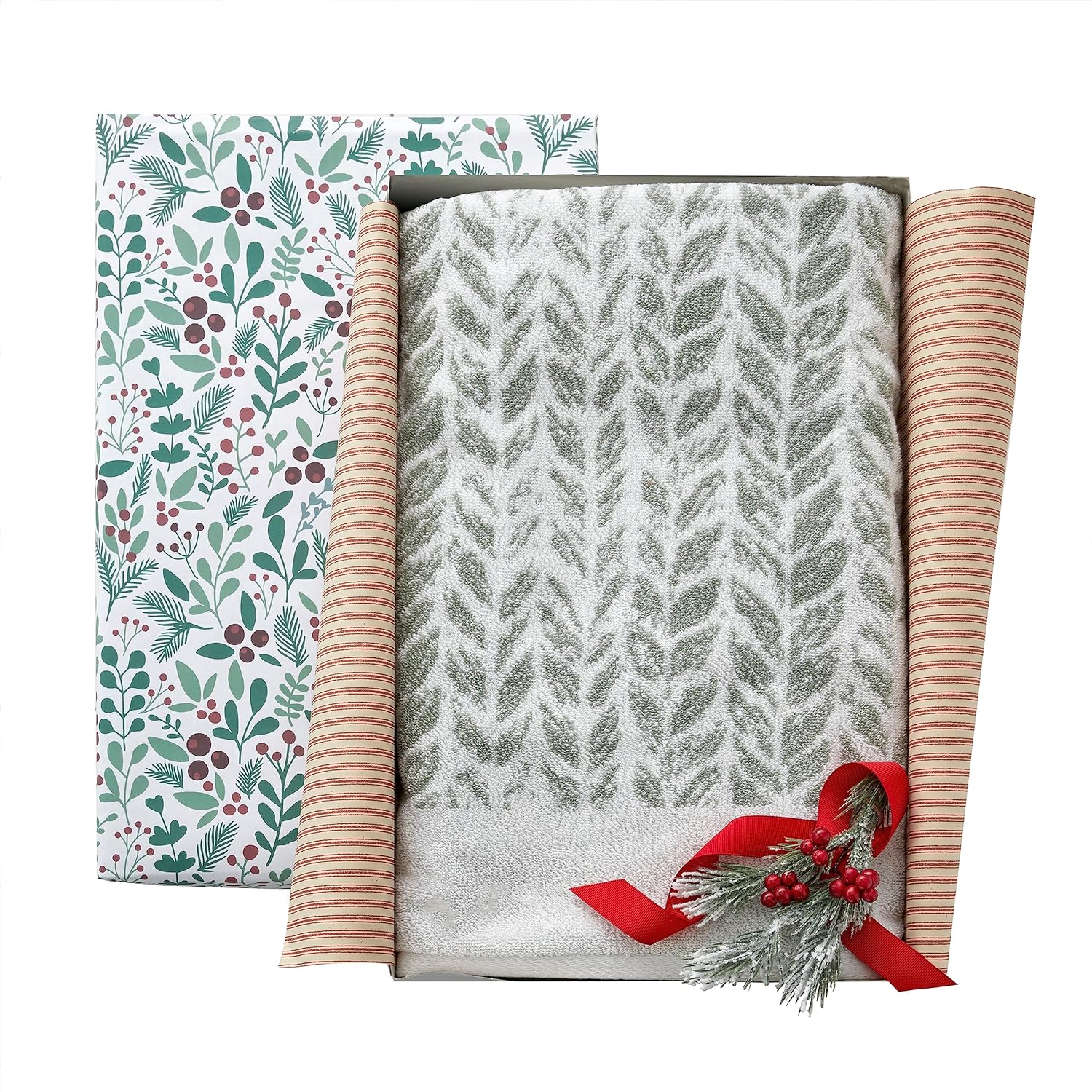 SKL Home Distressed Leaves Bath Towel Sage 28x54