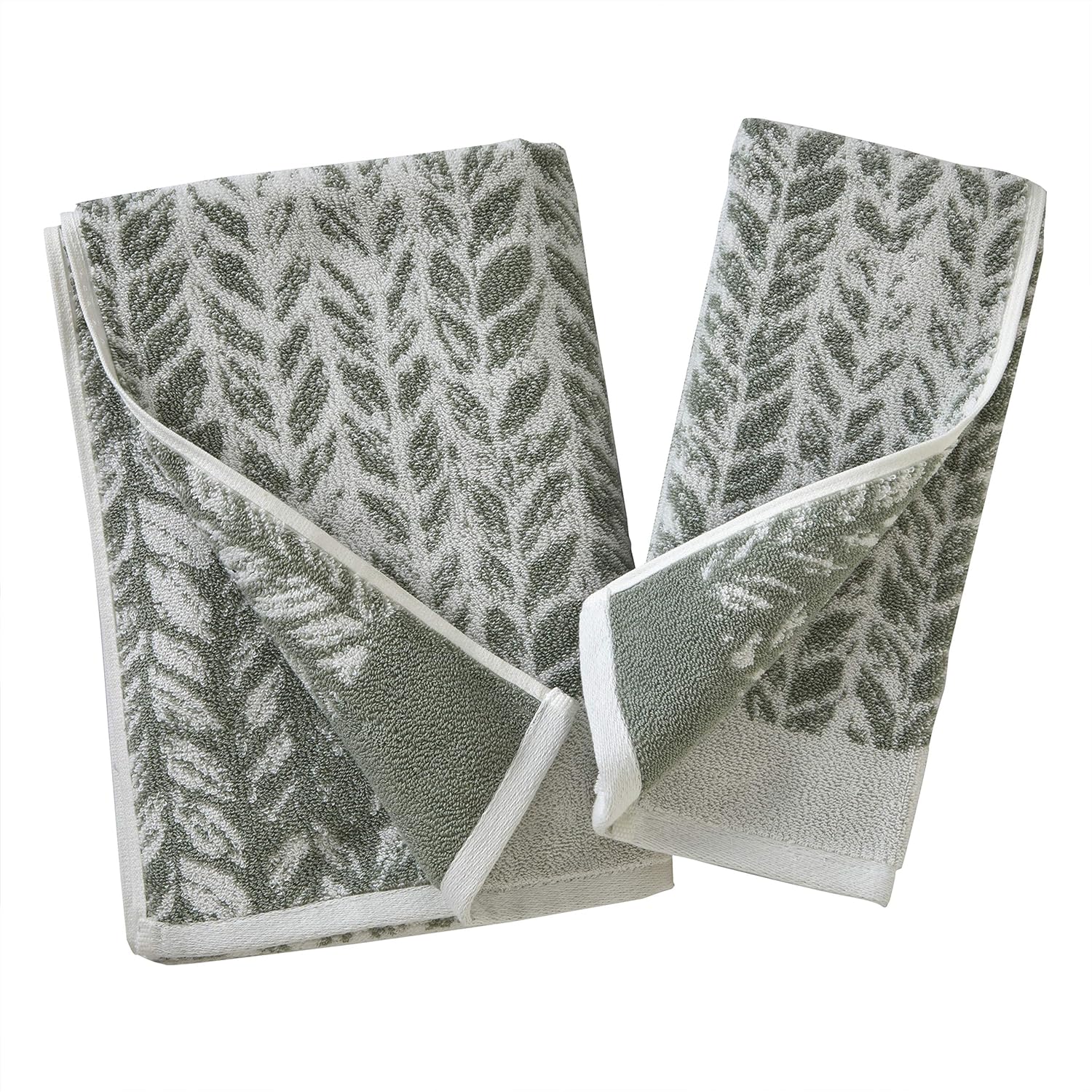 SKL Home Distressed Leaves Bath Towel Sage 28x54